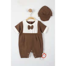 Trendimizbir Papyonlu Gömlek Yaka Erkek Bebek Tulum - 4530 - Kahverengi
