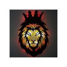 Led Işıklı Portre Aslan Figürlü Tablo Duvar Dekorlu Gece Lambası Kırmızı - 737712514 Kırmızı