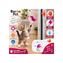 Baron Pet Vantuzlu Kedi Oltası Tüylü Top Zilli Cam Duvar Kedi Oyuncağı