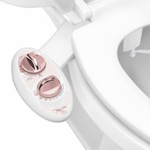 Luxe Bidet Neo 120 - Kendi Kendini Temizleyen Başlık, Tatlı Su Elektrikli Olmayan Bide Eklentisi, Klozet Kapağı İçin, Ayarlanabilir Su Basıncı, Arka Yıkama Gül Altın