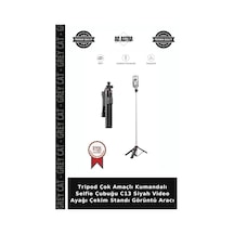 Tripod Çok Amaçlı Kumandalı Selfie Çubuğu C13 Siyah Video Ayağı Çekim Standı Görüntü Aracı