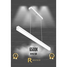 Linear Magro 80cm Beyaz Kasa Sarkıt Modern Led Avize, Salon, Mutfak, Ofis, Mağaza, Masa Üstü Led Beyaz