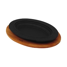 Lava Döküm Oval Döner. Kebap Tabağı. Ahşap Altlıklı. Ölçü 28x20cm