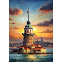 İstanbul Kız Kulesi Dekoratif Mdf Tablo 35cm X50cm
