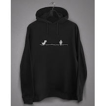 Startmore Unisex Siyah Internetsiz Dinozor Baskılı Sweatshirt Siyah