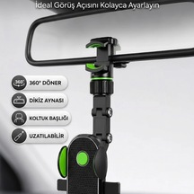 Araç İçi Dikiz Aynası Ve Koltuk Başlığı Uyumlu Ayarlanabilir Telefon Tutucu