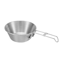 Çelik 550 Ml Katlanır Kulp Ölçekli Kamp Ve Piknik Kasesi Mt103 Gri