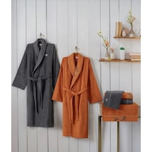 Cottonbox Folk Art Aile Bornoz Seti Dalila Tarçın-antrasit Antrasit