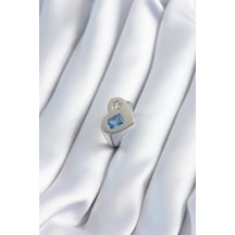 Pirinç Gümüş Renk Kalp Model Yıldız Zirkon Taş Detay Kadın Yüzük Çok Renkli