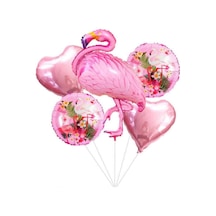 5'li Flamingo Temalı Folyo Balon Seti Doğum Günü Parti Balonu