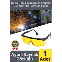 Dayanıklı Hafif Sarı Geniş Görüş Açılı Atölye Endüstriyel Ayarlı Çapak Kaynak Gözlüğü 12x30cm 1 Adet