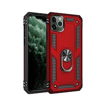 Newface Apple İphone 11 Pro Max Kılıf Sofya Yüzüklü Silikon Kapak - Kırmızı