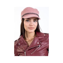 Ladycolor Kadın Kışlık Şapka Zincirli Kaşe Kaptan Pembe Lila