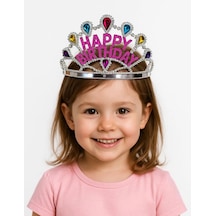 Tedar Gümüş Renk Happy Birthday Yazılı Doğum Günü Tacı 60 Cm Najmaddin "