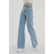 Lavajeans Süper Yüksek Bel Likralı Kar Yıkamalı Geniş Paça Kot Pantolon Wide Leg Açık Mavi