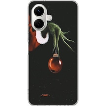 Tecno Spark Go 2 Uyumlu Grinch Yeşil El Ve Kırmızı Yılbaşı Topu Baskılı Silikon Kılıf Renkli