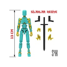 Robot 13 Dummy Turkuaz Sarı Tüm Eklemleri Hareketli Aksiyon Figürü Oyuncak