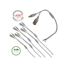Profesyonel Bnc + Dc Power Jack Pigtail Kablo 35cm 5 Uçlu Hazır Kamera Bağlantı Seti Cctv Güvenlik Sistemi İçin - 5 Adet
