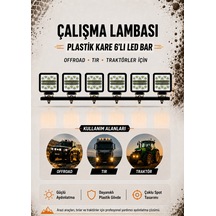 Çalışma Lambası Plastik Kare 6'lı Led Bar