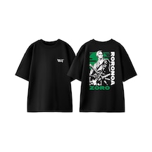 Thewert Zoro Roronoa Tasarım Sırt Baskılı Pamuk Siyah Oversize T-shirt