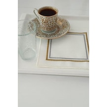 Çerçeve Nakışlı Keten Kare Bardak Altlığı Seti 6 Lı Çok Renkli