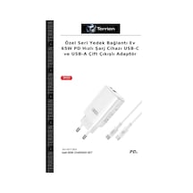 Özel Seri Yedek Bağlantı Ev 65w Pd Hızlı Şarj Cihazı Usb-c Ve Usb-a Çift Çıkışlı Adaptör