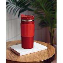 Silikon Kılıflı Kırmızı Paslanmaz Termos 500 ML Kırmızı