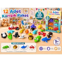 12 Adet Eklemleri Hareketli, Organik, Eğitici Minik Hayvan Figür Sürpriz Figürler