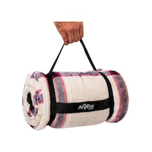 Peluş Polar Kamp Battaniyesi - Mavi Ekose - Acil Durum Battaniye - Argeus Camp 001