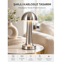 Şarjlı Kablosuz Mantar Masa Lambası Dokunmatik 3 Renk Led Modern Tasarım Yeni Nesil Çokrenkli