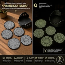 Karanlıkta Işıldayan Mandala Bardak Altlığı Seti 5 Li + Stand Stil 6
