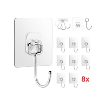 Mucit Home Büyük Kancalı 8 Adet Çok Amaçlı Askı Kendinden Yapışkanlı Havlu Banyo Askısı şeffaf
