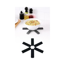 Siyah Katlanabilir Nihale Isıya Dayanıklı Kaymaz Tencere Altlığı 19x19 Cm Mutfak Diğer