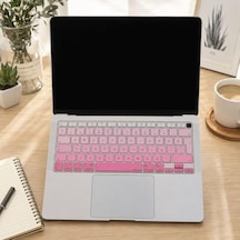 Macbook Air 13 Retina Türkçe Q Klavye Koruyucu Uk Ters L Enter A1932 A2179 A2337 M1 Uyumlu Silikon Keyboard Cover Touch Id Pembe