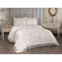 Fransız Güpürlü Çeyizlik Yatak Örtüsü Bulut Cappucino Capucino