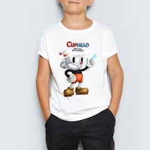 Cuphead Çocuk Tişört T-Shirt Mr-05 Beyaz