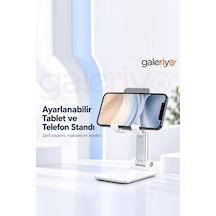 Galeriyo Katlanabilir Ayarlanabilir Tablet Ve Telefon Standı Beyaz
