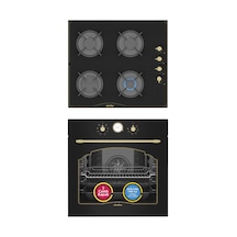 Simfer 8 Fonksiyon Retro Siyah Multi Turbo 2'li Ankastre Set (7349 Fırın + 3325 Ocak)
