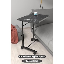 Eğim Yükseklik Ayarlı Laptop Sehpası Kahvaltı Ders Çalışma Bilgisayar Masası Metal Ayak Tekerlekli, Tekerlekli- Çok Renkli