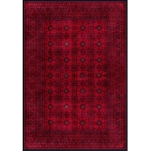 Çam Halı Gloria Td410 Bordo Afgan Desen Dokuma Saçaklı Kilim