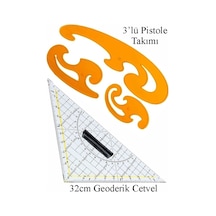 Geoderik Üçgen Cetvel 32cm Ve Pistole Cetvel Takımı 1 Adet Geoder Modelist Terzi Gönyesi Geometrik Açılı Gönye Yıldızlar Çok Renkli