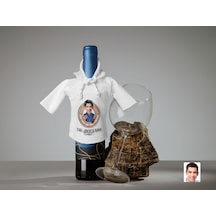 Bk Gift Kişiye Özel Karikatürlü Mini Beyaz İçki Şişesi Tişörtü , Ev Bar Dekoru, Viski, Şarap, Votka, Rakı Şişesi Tişörtü, Ev Barı-14