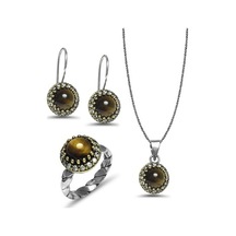 Kaplangözü Taşlı El Işi Otantik Gümüş Üçlü Set (515509144)