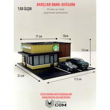 3d Baskı 1/64 Ölçekli Kahve Dükkanı Bina Tasarımlı Diorama Araç Sergileme Garajı