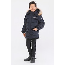 Natürel Kürklü Erkek Çocuk Şişme Mont 51246 Lacivert