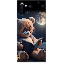 Samsung Galaxy Note 10 Uyumlu Kitap Okuyan Sevimli Ayı Tedy Desenli Silikon Kılıf