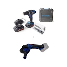 Hyundai HPA202 20V 2Ah Çift Akülü Matkap Vidalama + HAG202 20V Akülü Taşlama
