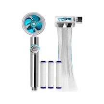 Geekyou Turbina Jet Duş Başlığı, 3 Filtreli, 360 Derece Dönebilen, Güçlü Su Akışı, Pet Ve Vücut Temizliği İçin Mavi Abs Malzeme Diğer