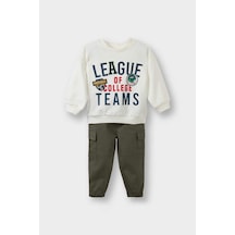 Defacto Erkek Bebek 2li Takım Baskılı Sweatshirt Pantolon G5150a525wner85 Ekru-er85