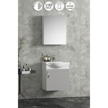 Yıldız 45 Cm Beyaz-sis Gri Mdf Seramik Lavabolu Asma Banyo Dolabı Takımı